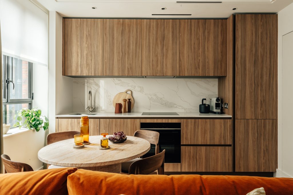 Kitchen with premium appliances at Claridge House, short and long stay apartments Davies Street London